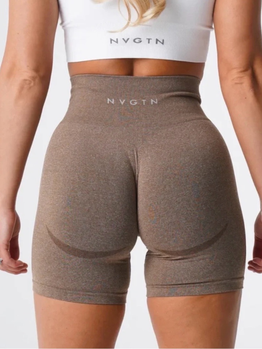 NVGTN Brown High-Waist Seamless Athletic Bike Shorts